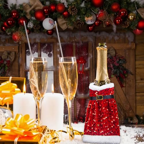 Christmas Red Sequin Wine Bottle Cover A289570