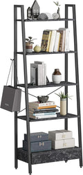 5-Tier Ladder Shelf with Drawer Rustic Brown C38944