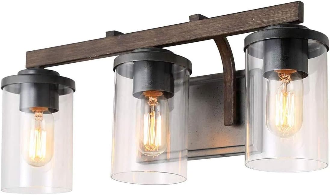 3-Light Clear Glass Shade Wall Lamp O119386