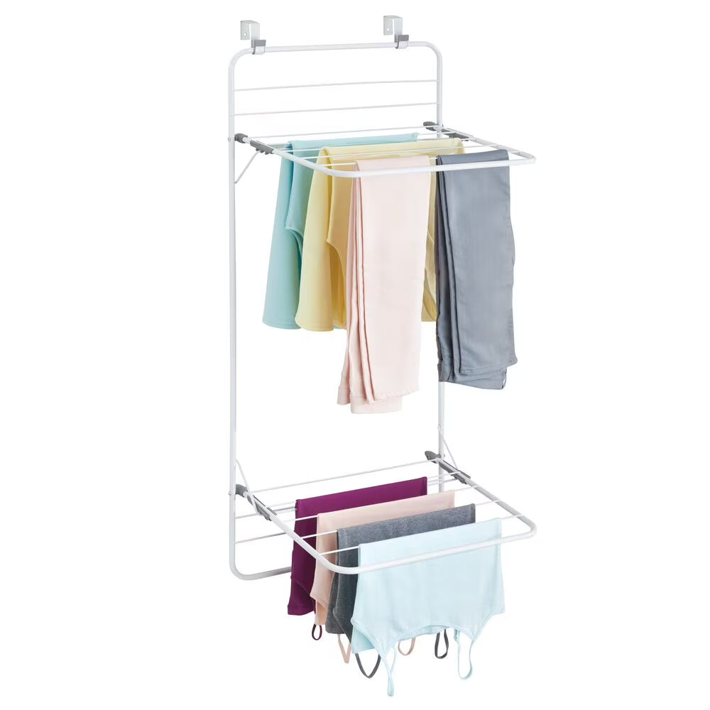 White/Gray Steel Over the Door Laundry Drying Rack T220