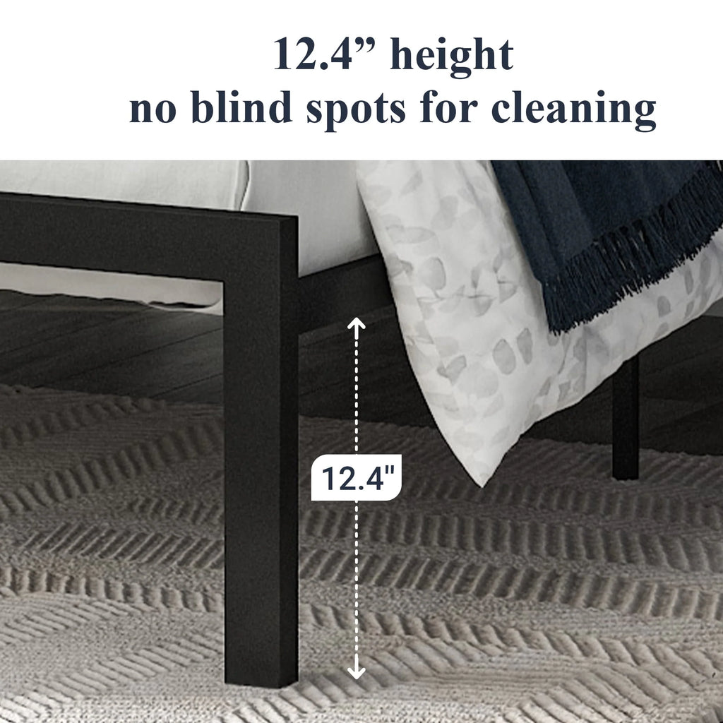 Twin Metal Platform Bed with Fabric Tufted Headboard and Under-Bed Storage A790