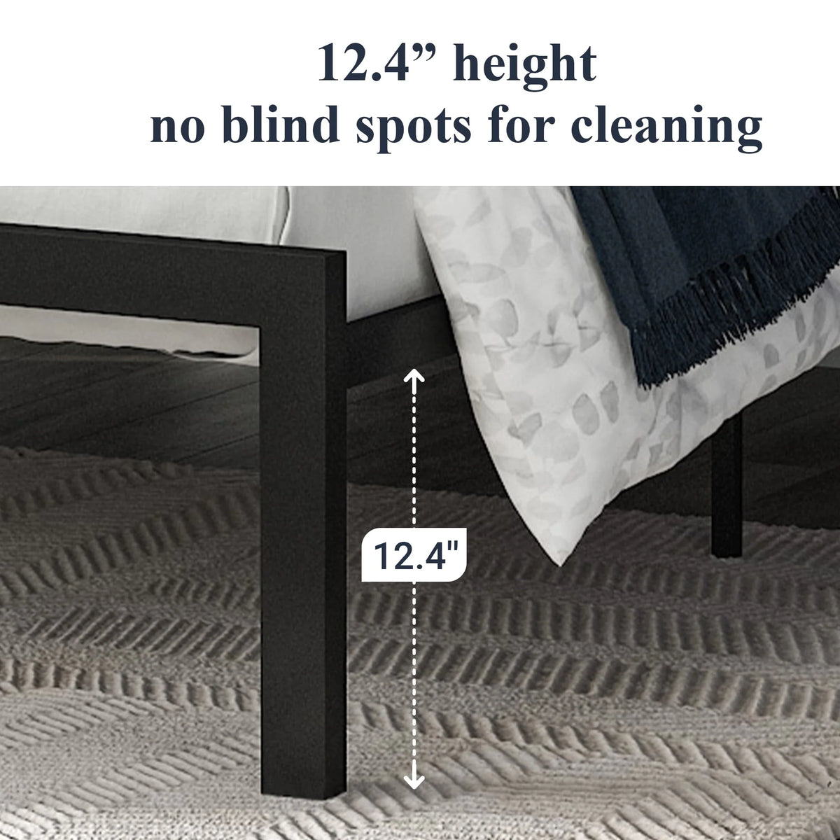Twin Metal Platform Bed with Fabric Tufted Headboard and Under-Bed Storage A790