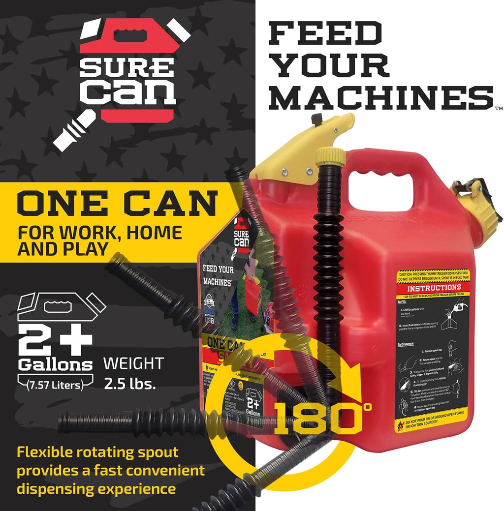 2 Gallon Red Safety Container with Rotating Spout A763