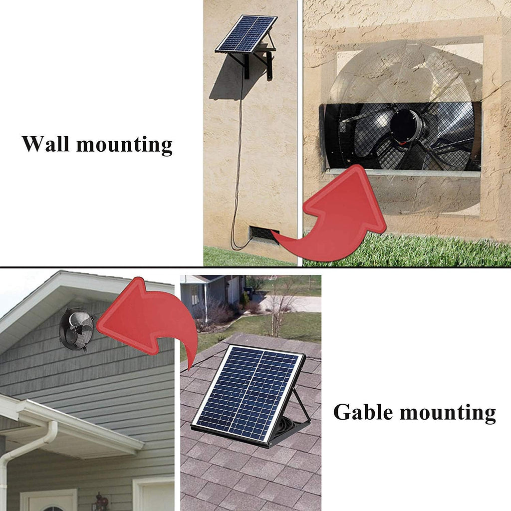 Solar Powered Exhaust Fan with Thermostat Switch, 1750CFM, IP68 Brushless DC Motor W915