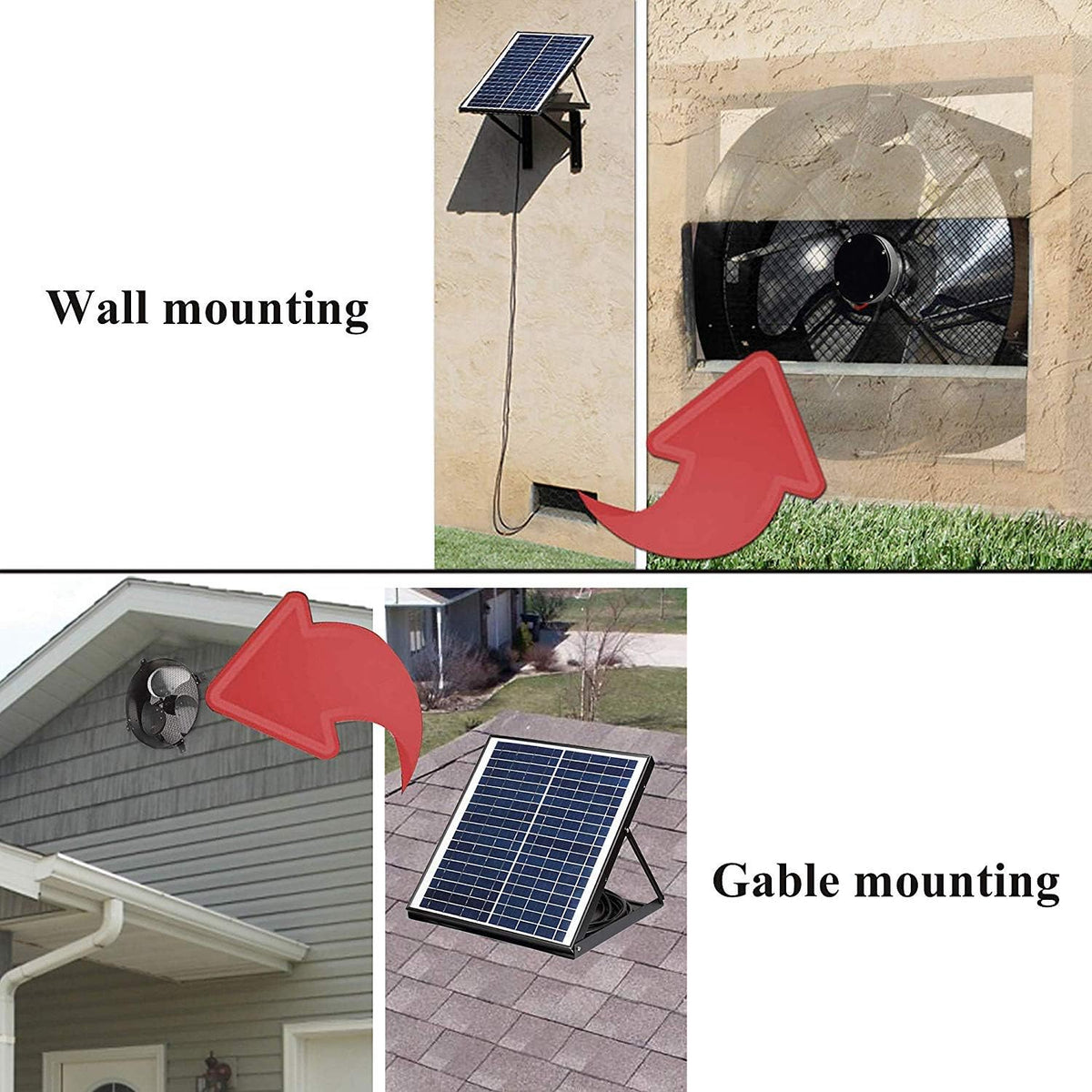 Solar Powered Exhaust Fan with Thermostat Switch, 1750CFM, IP68 Brushless DC Motor W915