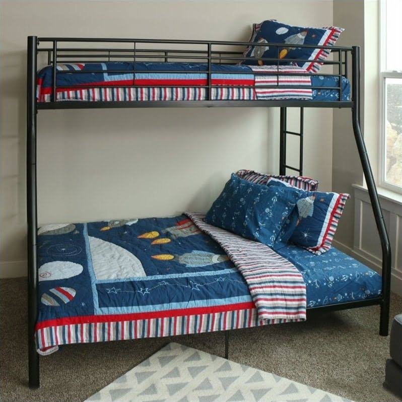 Metal Twin Over Full Bunk Bed in Black D191