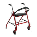 Aluminum Red Folding Walker with Wheels and Seat N4287