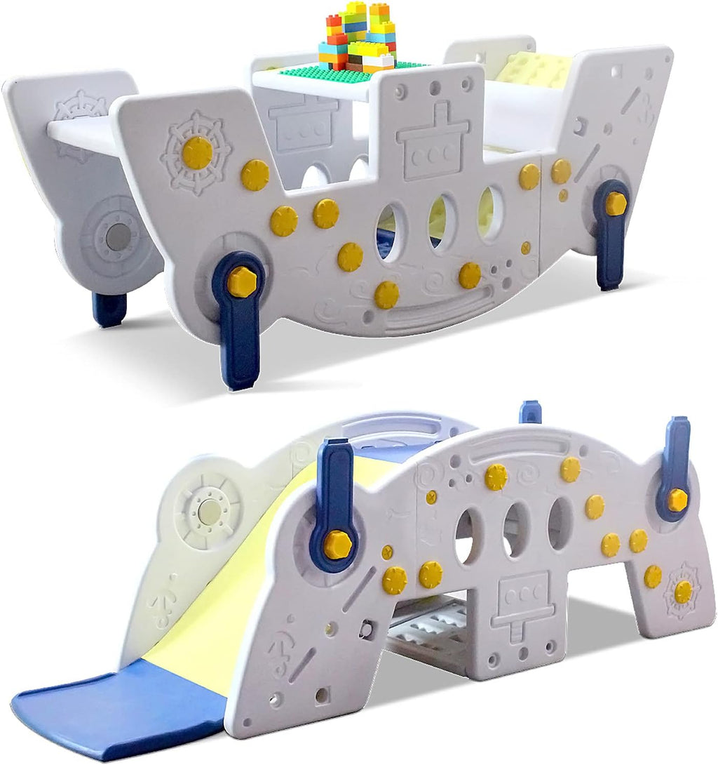 Kids Multi-Purpose Seesaw, Rocker, Slide, Bench, Dark Blue R579