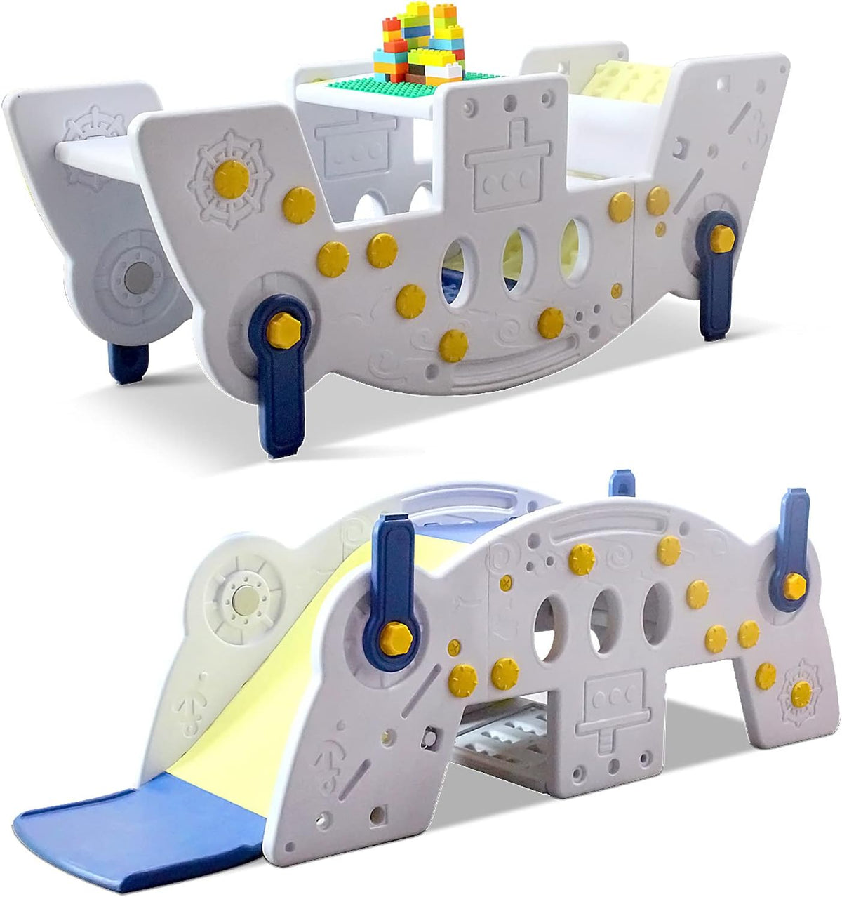 Kids Multi-Purpose Seesaw, Rocker, Slide, Bench, Dark Blue R579