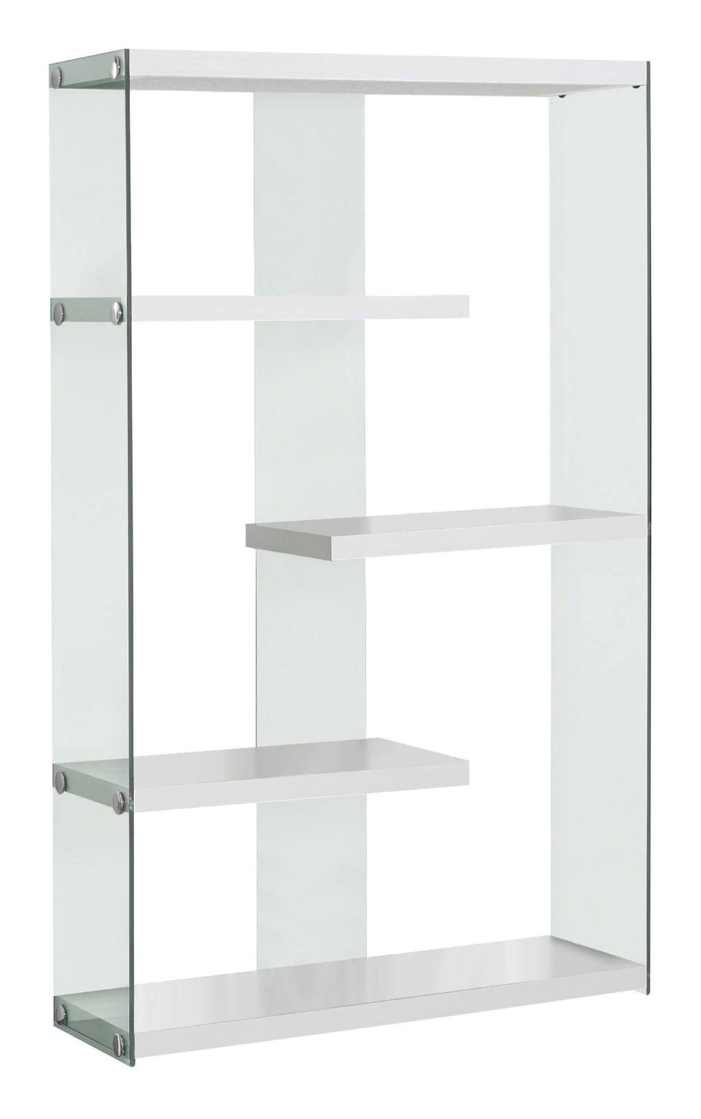 Tempered Glass Bookcase Glossy White S454972