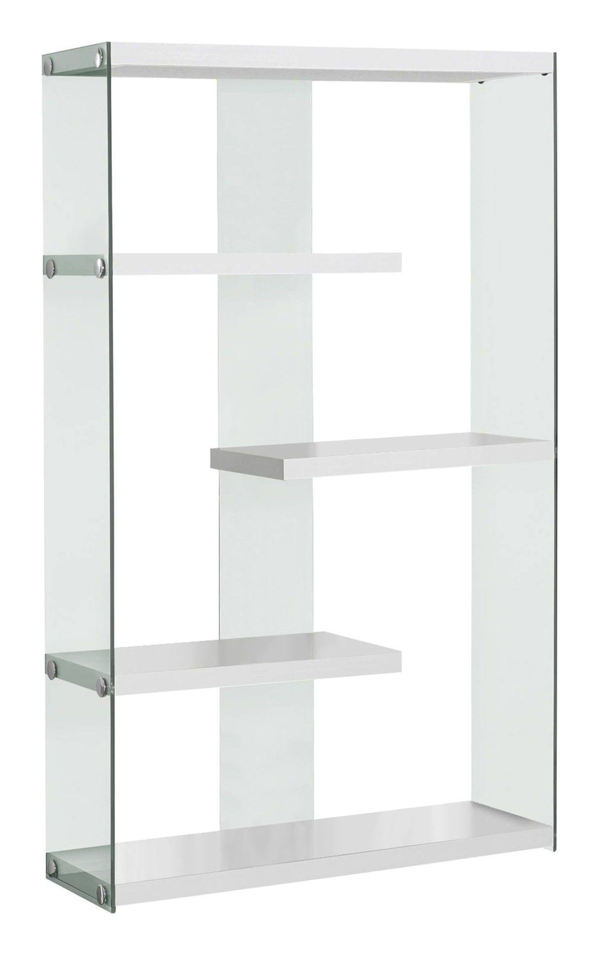 Tempered Glass Bookcase Glossy White S454972