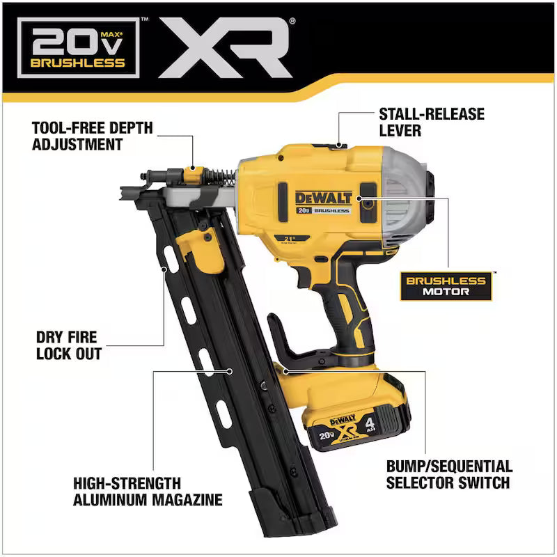 20V MAX Cordless Brushless Framing Nailer with Battery and Charger A284