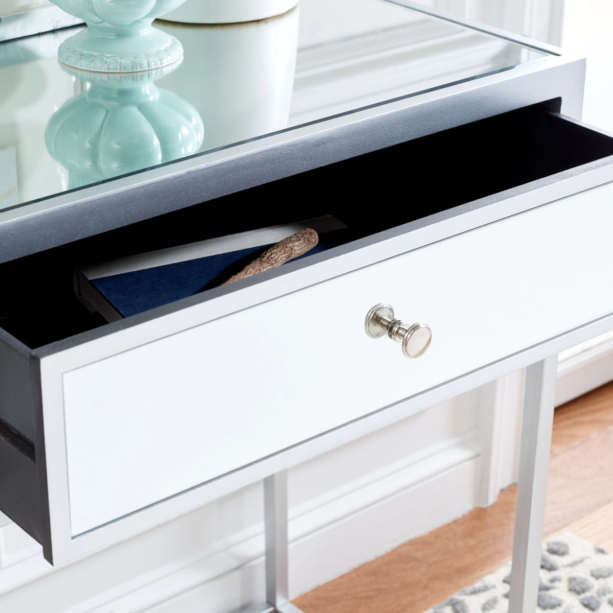 2 Drawer Mirrored Desk E793627