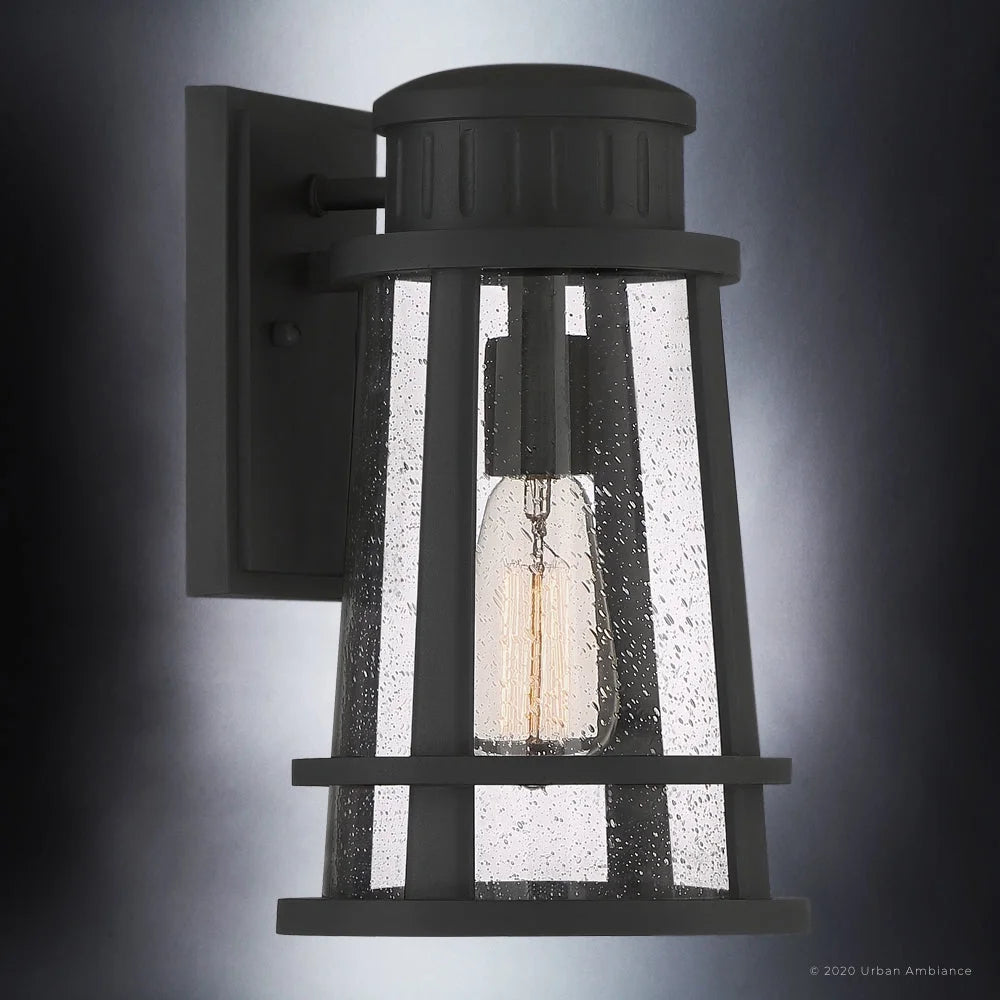 Natural Black Outdoor Wall Sconce with Clear Seeded Glass R6362