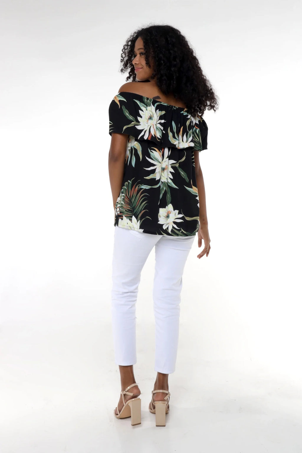 Off-Shoulder Ruffle Muumuu Top Z77754