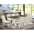 9 Piece Linen White Dining Room Set W7186