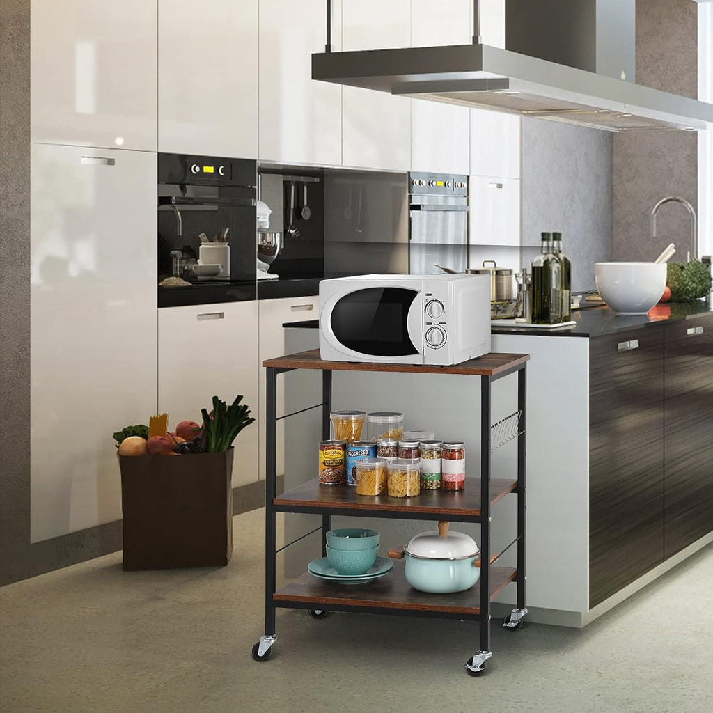 3 Tier Rolling Kitchen Cart with 10 Hooks W633184