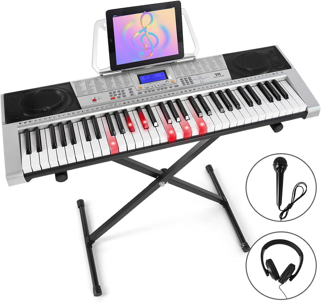 61 Key Portable Touch Sensitive Electric Piano Keyboard with Stand, LCD Display, Bench, Headphones, Microphone and Power Adapter U81117