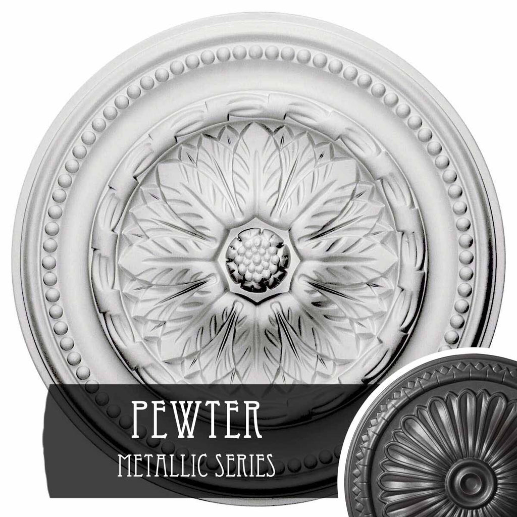 15 3/4 inch x 1 7/8 inch Ceiling Medallion Hand-Painted Pewter Z80150