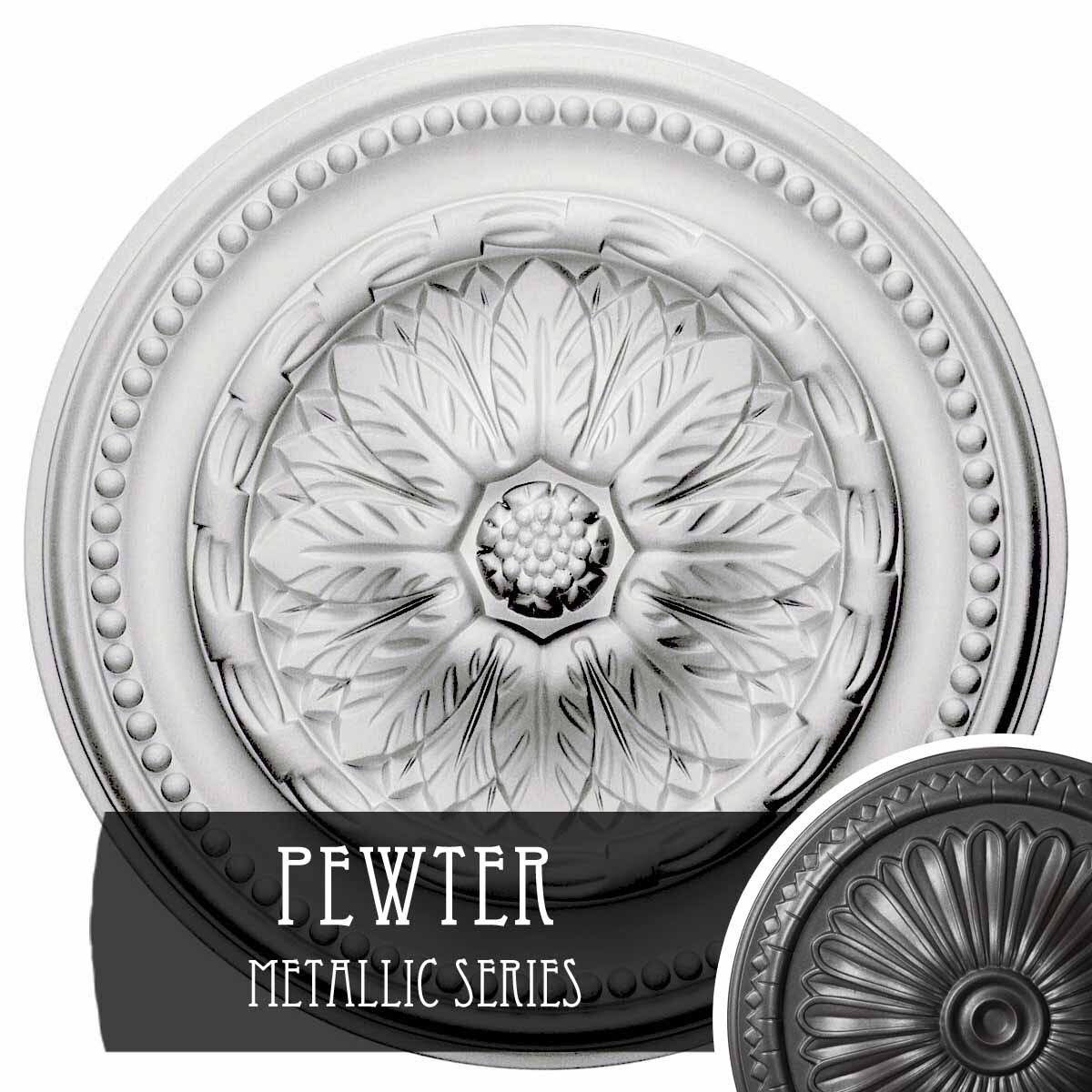15 3/4 inch x 1 7/8 inch Ceiling Medallion Hand-Painted Pewter Z80150