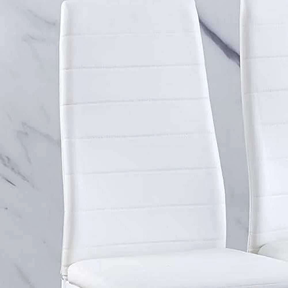 Grey Tempered Glass Dining Table Set with 2 White Faux Leather Chairs H67282