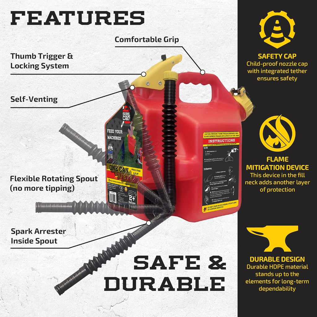 2 Gallon Red Safety Container with Rotating Spout A763