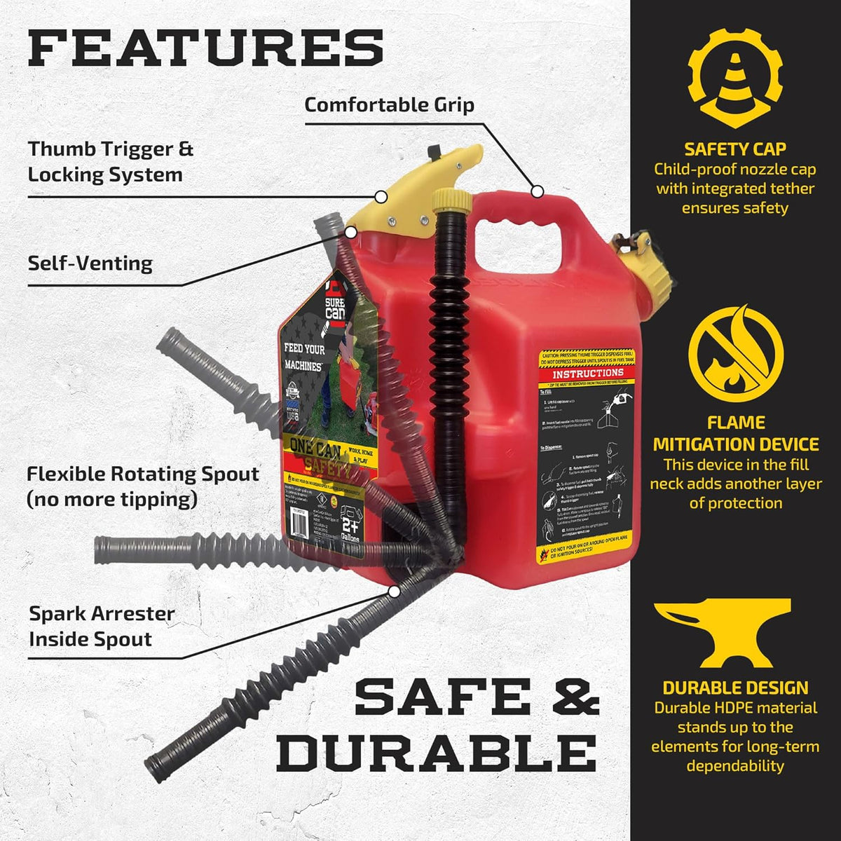 2 Gallon Red Safety Container with Rotating Spout A763