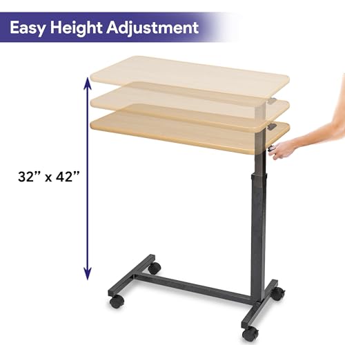 Overbed Table with Wheels Adjustable Height Wood Top Y541