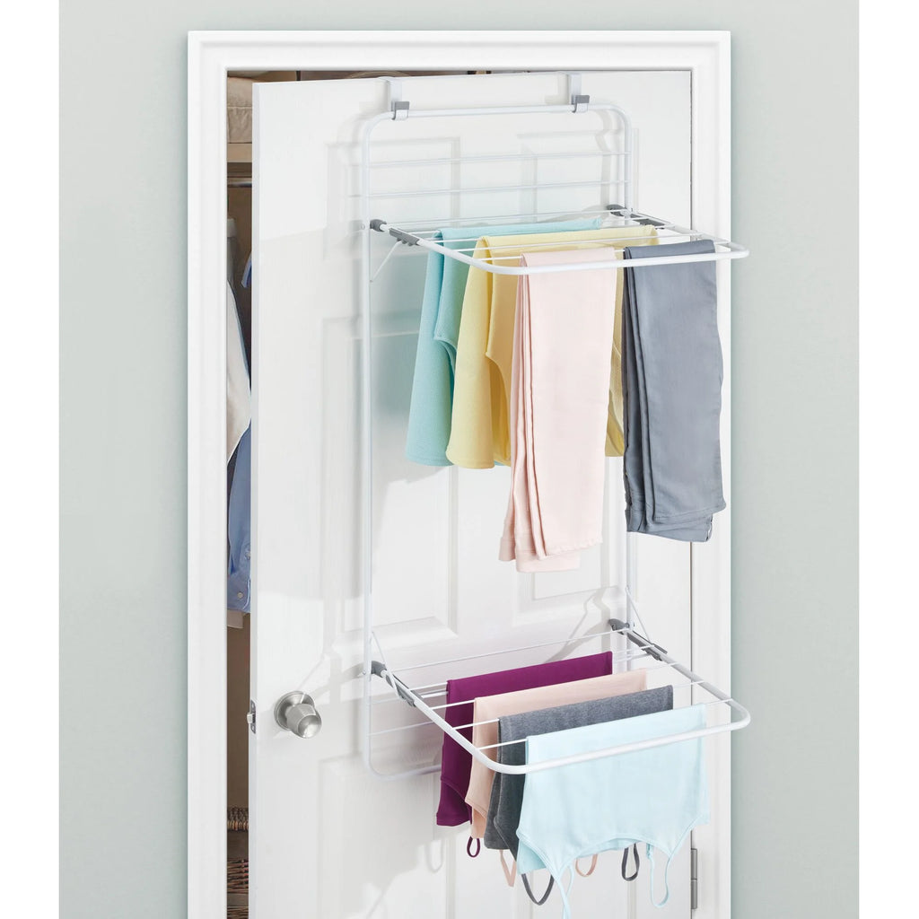 White/Gray Steel Over the Door Laundry Drying Rack T220