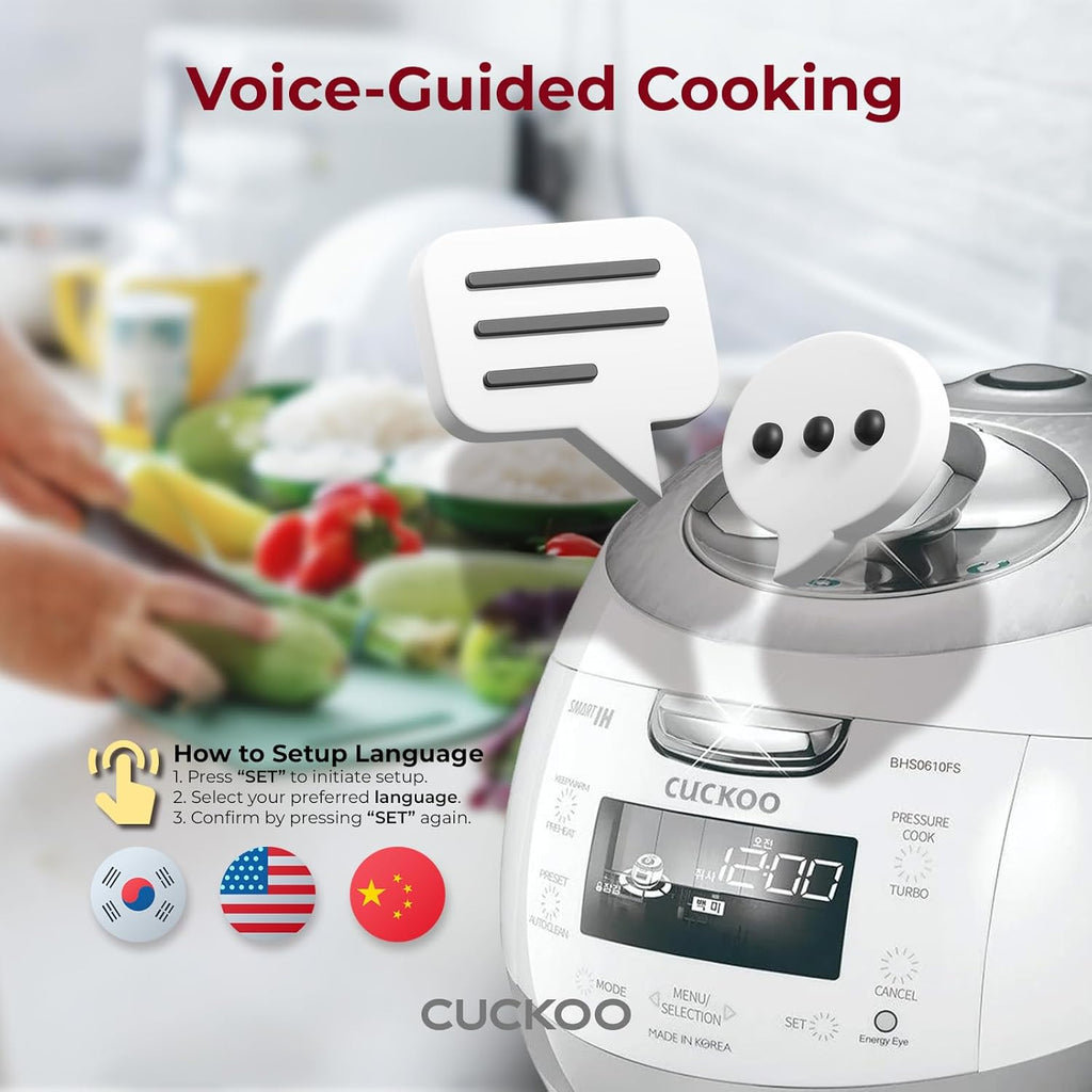 6-Cup Induction Heating Pressure Rice Cooker, Stainless Steel Inner Pot, White P28809
