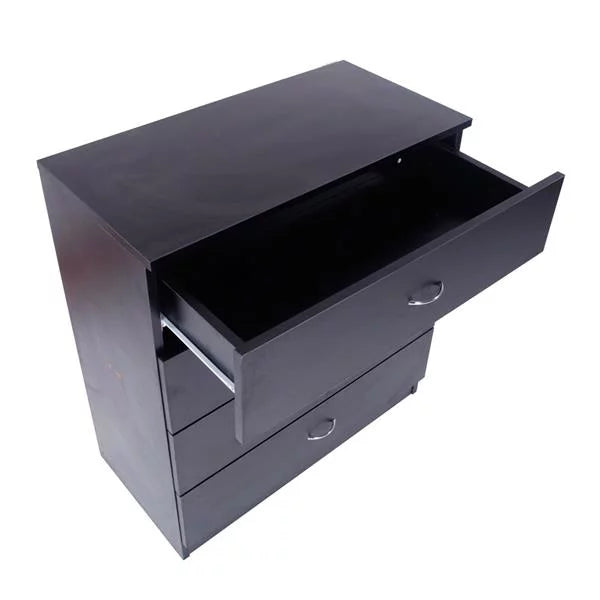 Black 4 Drawer Bedside Table A189
