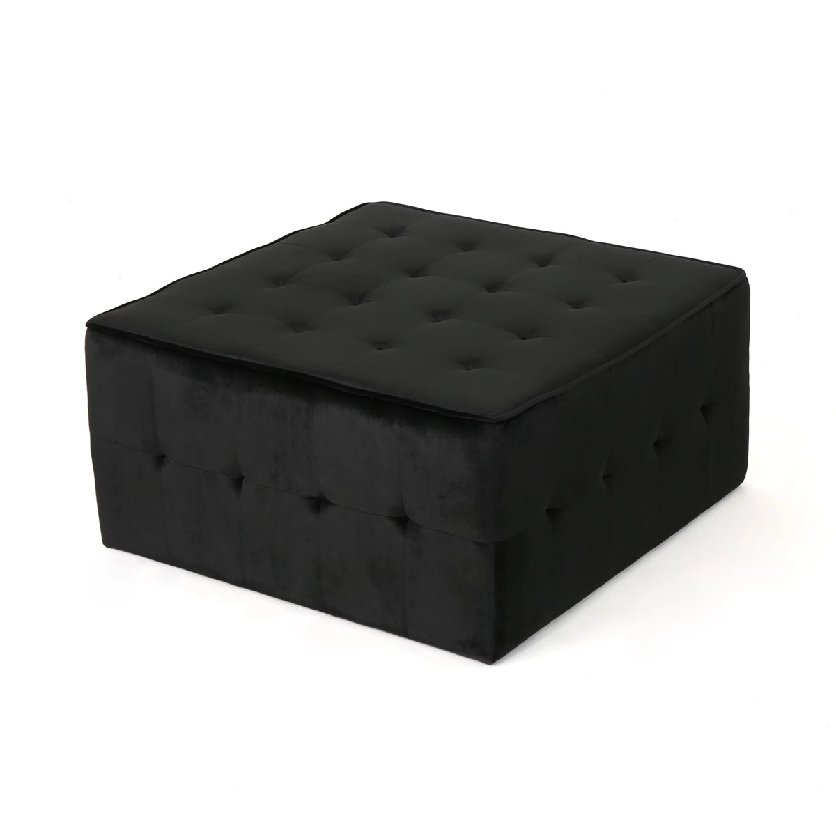 Black Velvet Tufted Ottoman U430