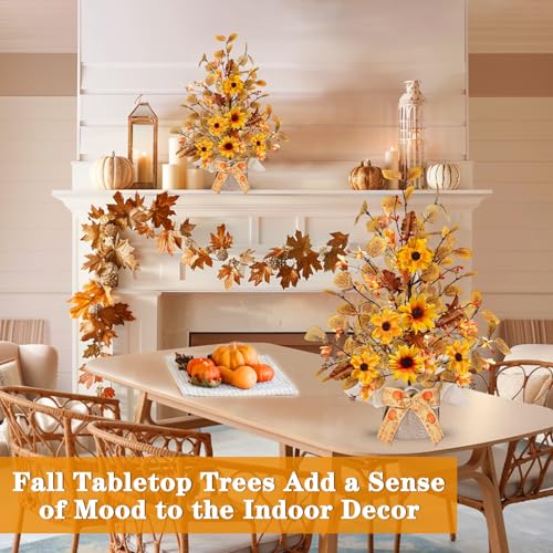 2 Pack Fall Tabletop Tree with 48 LED Battery Operated 18 Inch Q8603