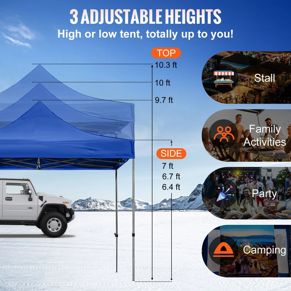 10 x 10 FT Blue Pop Up Canopy Tent with Sidewalls U319
