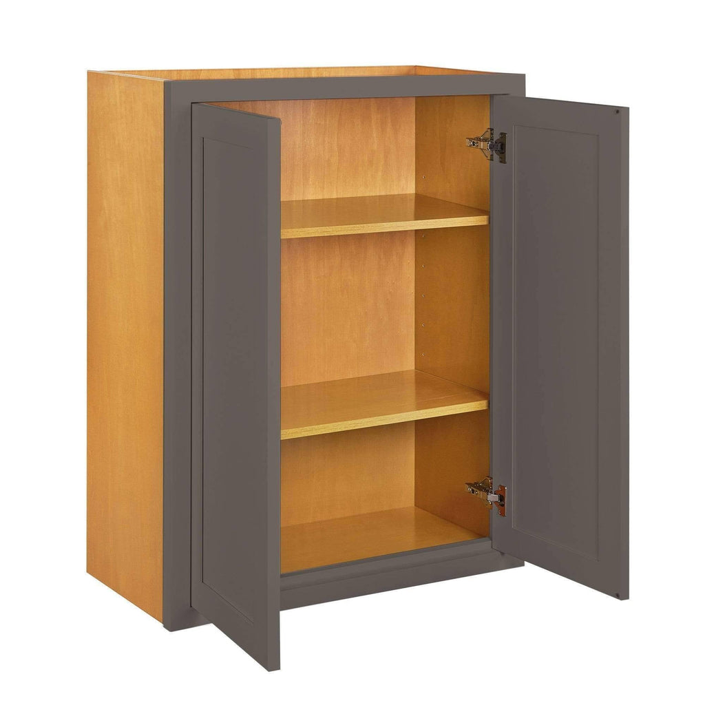30 inch Wide Wall Kitchen Cabinet Dark Gray Inset Shaker Double Door T704