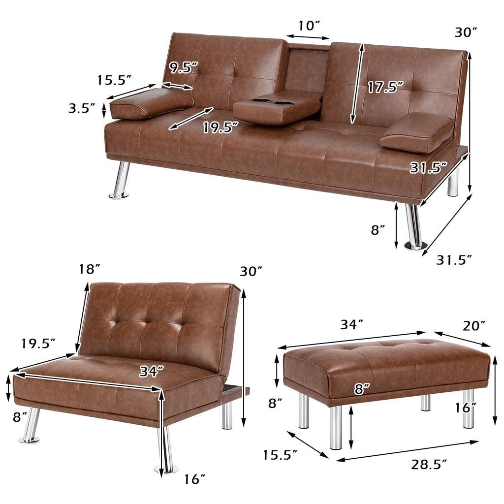 Brown 3-Piece Sectional Sofa Set E430558