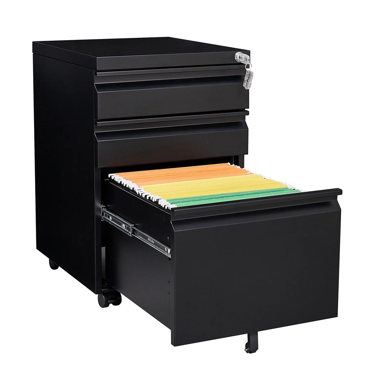 3 Drawer Black Metal File Cabinet with Lock P96022