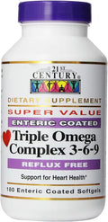 Triple Omega Complex 3-6-9 Enteric Coated Softgels 180 Count Pack of 2 J223