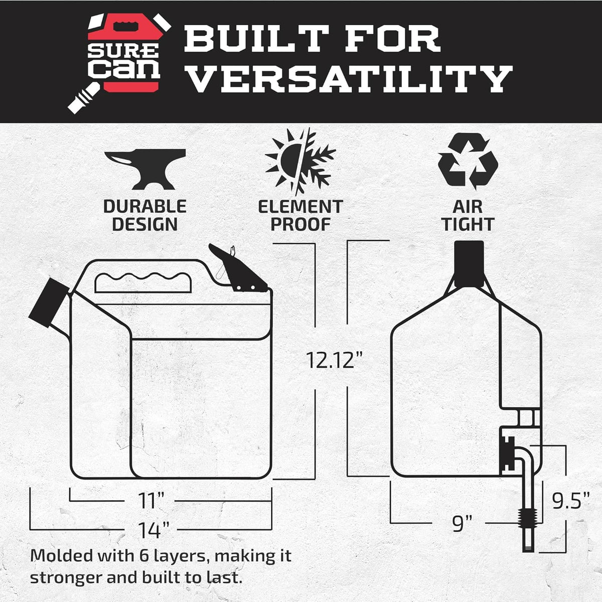 2 Gallon Red Safety Container with Rotating Spout A763