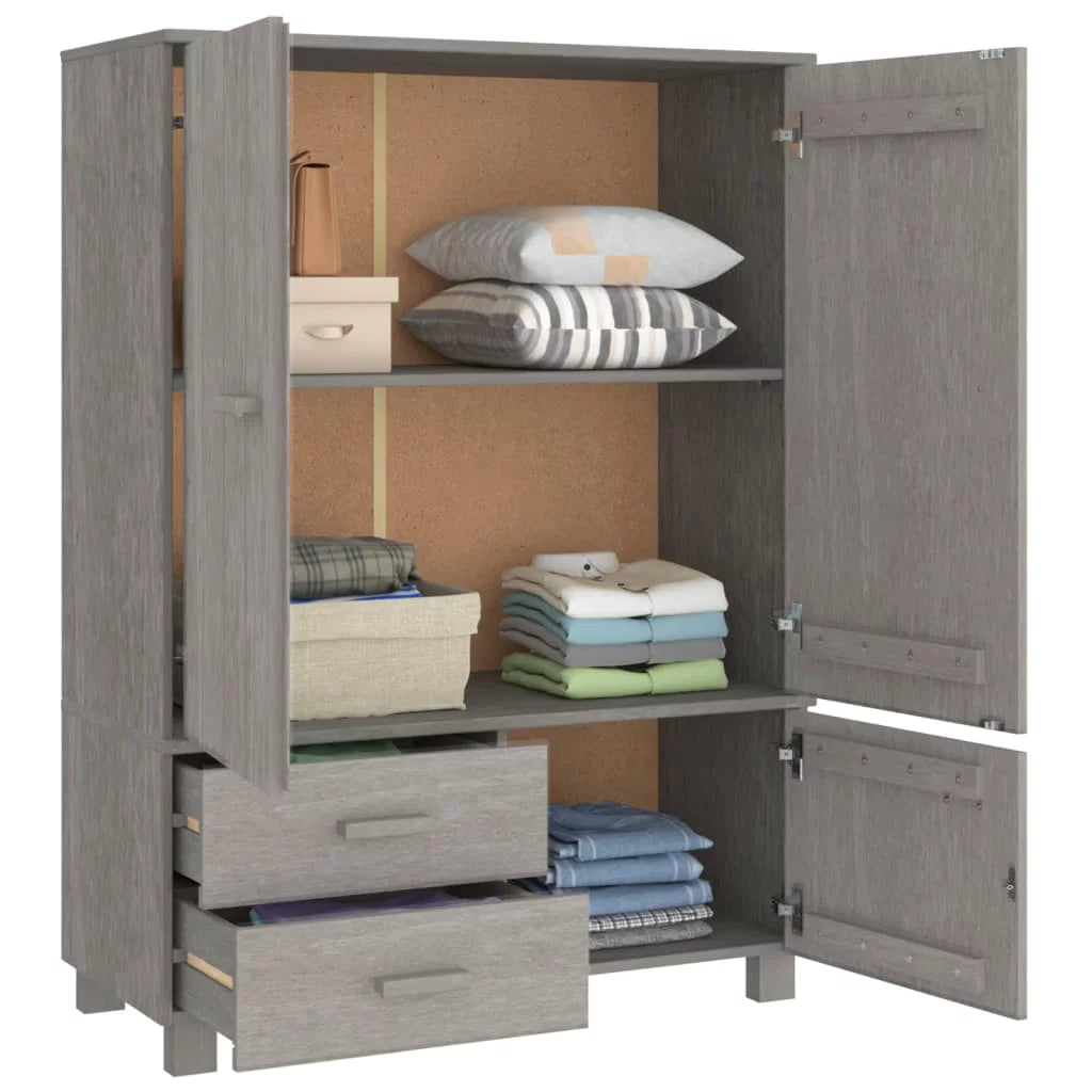 Light Gray Solid Wood Pine Wardrobe M138