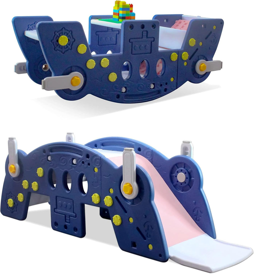 Kids Multi-Purpose Seesaw, Rocker, Slide, Bench, Dark Blue R579