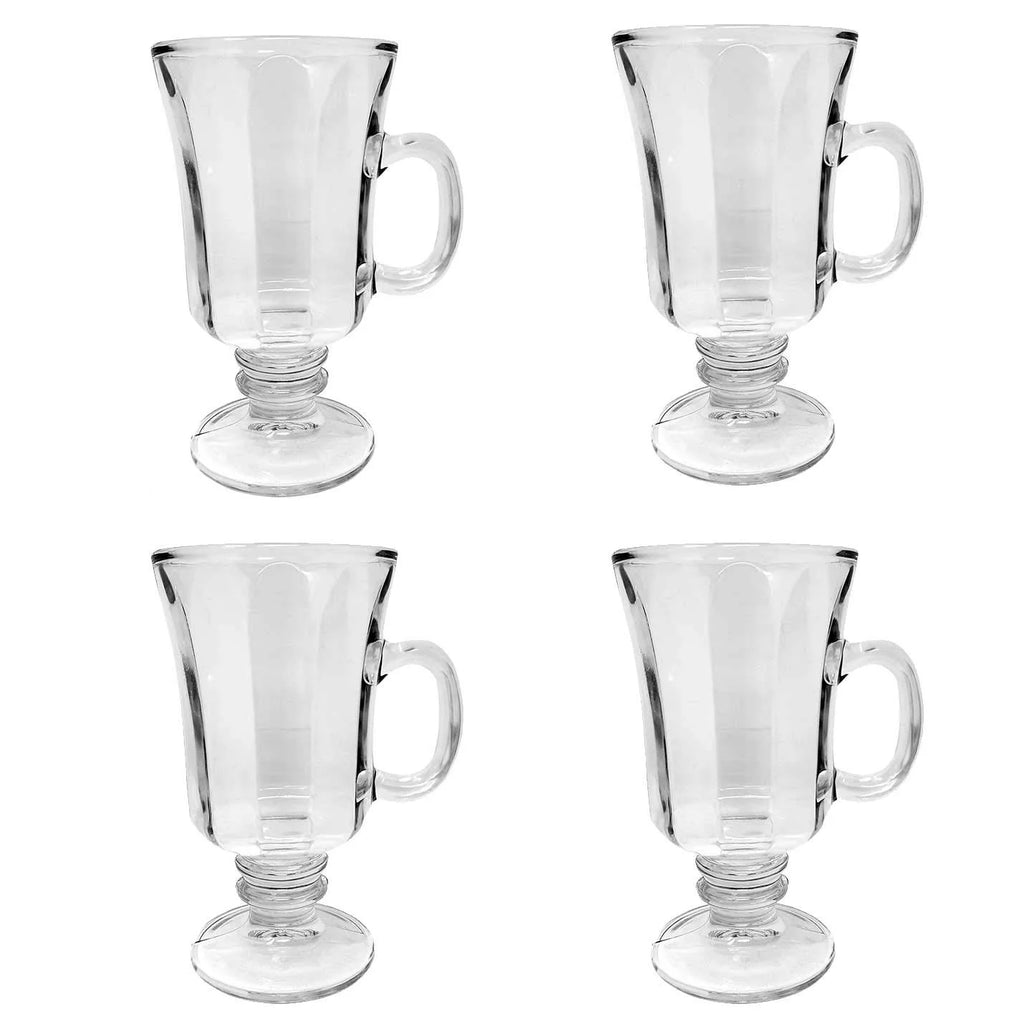 Set of 4 Glass Footed Irish Coffee Mugs 8.25 oz S32139