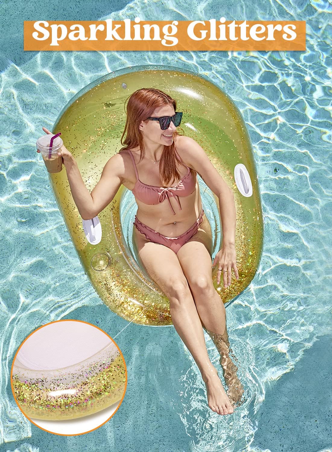 2 Packs Inflatable Pool Float Chair with Cup Holders G751255