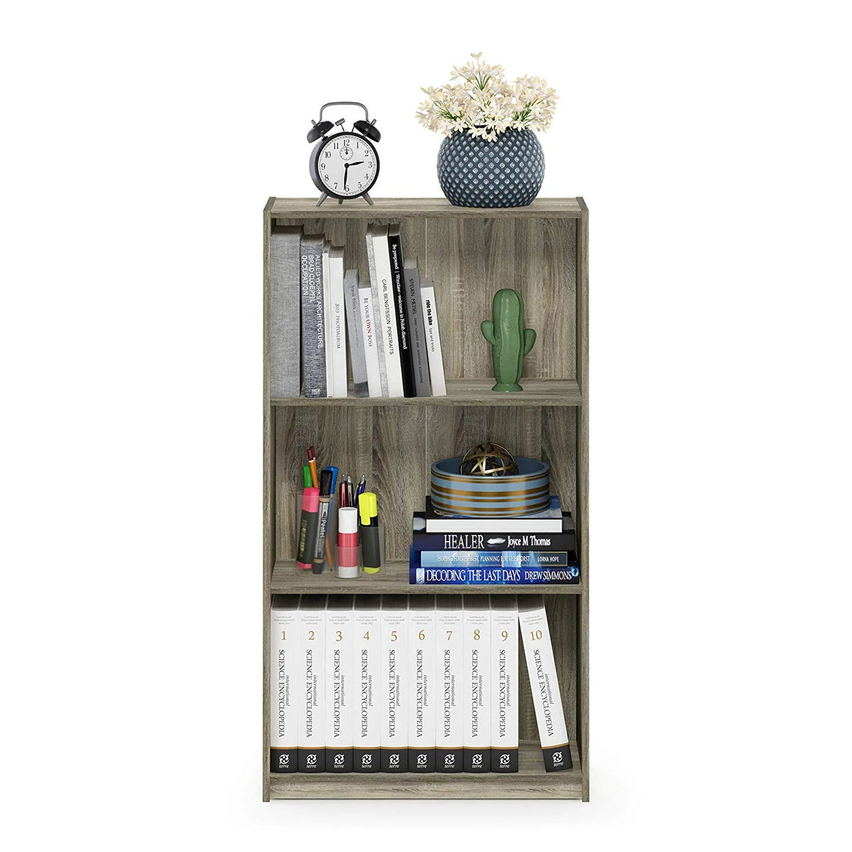 3-Tier Sonoma Oak Bookcase Storage Shelves P46955
