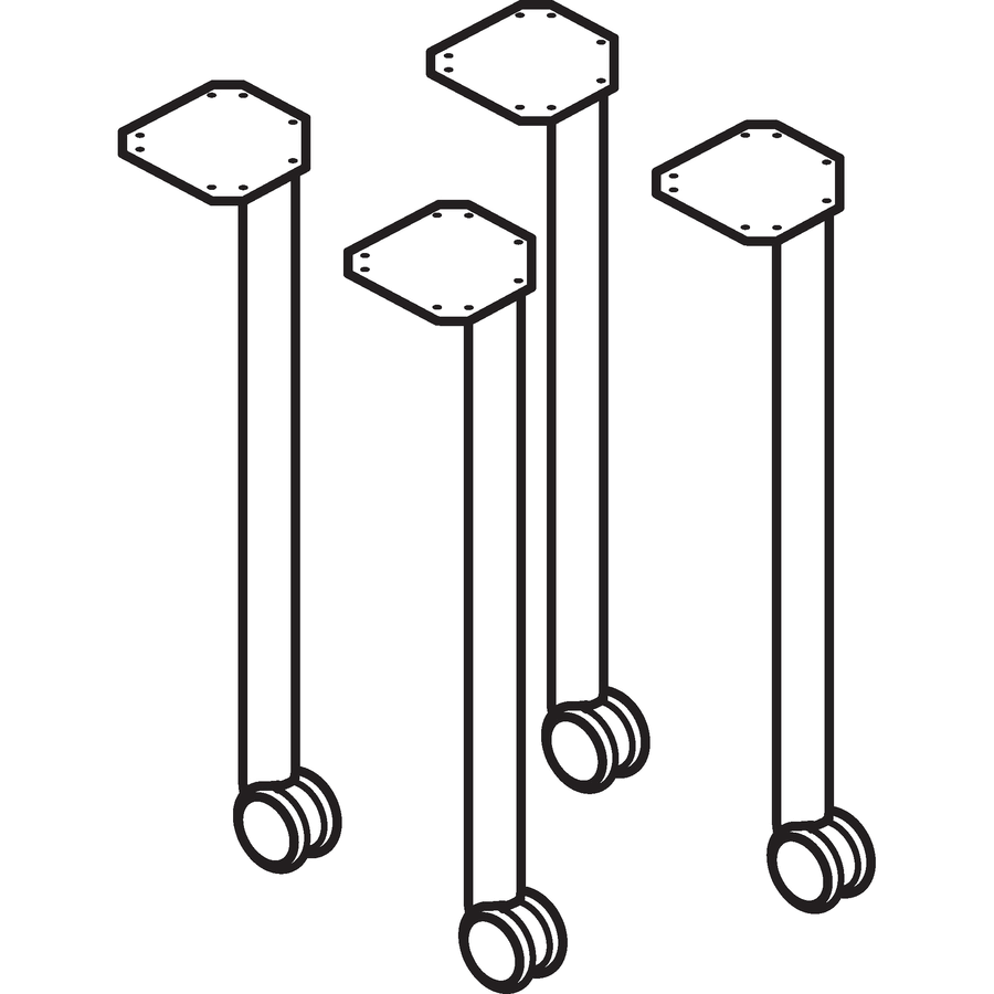 Black Post Leg Base with Casters L654