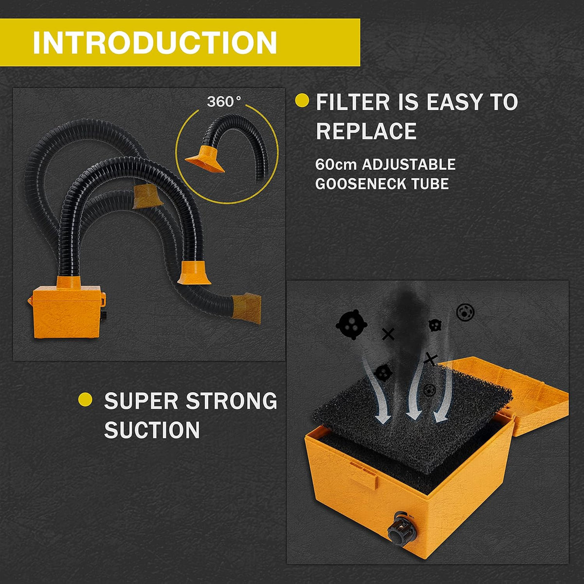 Strong Suction Fume Smoke Absorber for Soldering, Electric Iron Welding, 3d Printing Extractor with Carbon or HEPA Filter Y120726