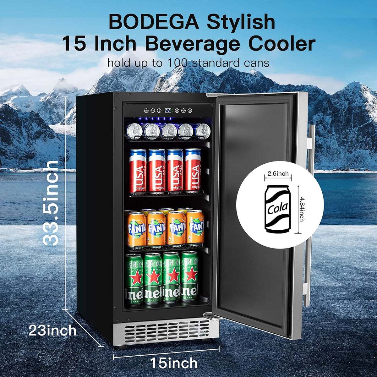 15 Inch 100 Cans Stainless Steel Beverage Cooler G52985