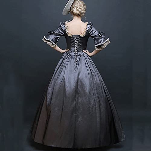 Women Renaissance Medieval Maxi Lace up Dress Vintage Half sleeve I3936