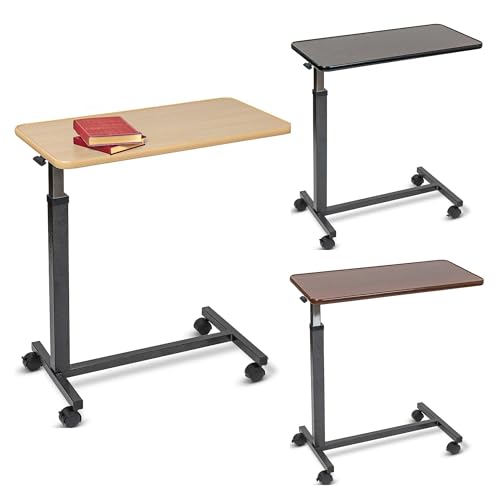 Overbed Table with Wheels Adjustable Height Wood Top Y541