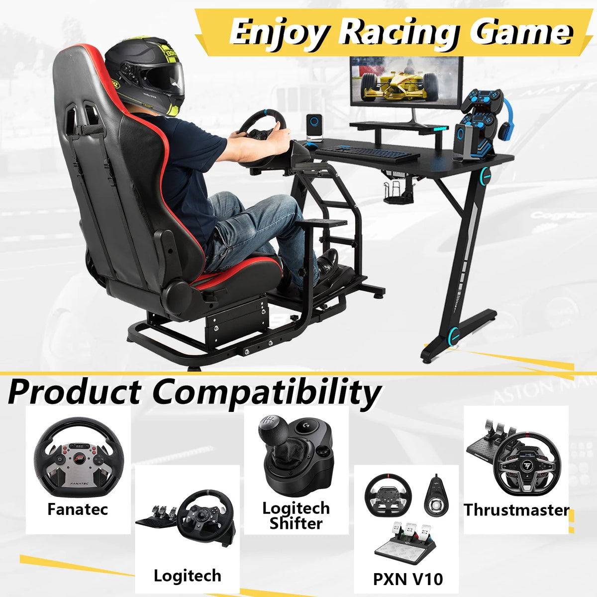 Racing Simulator Cockpit with Gaming Chair O204
